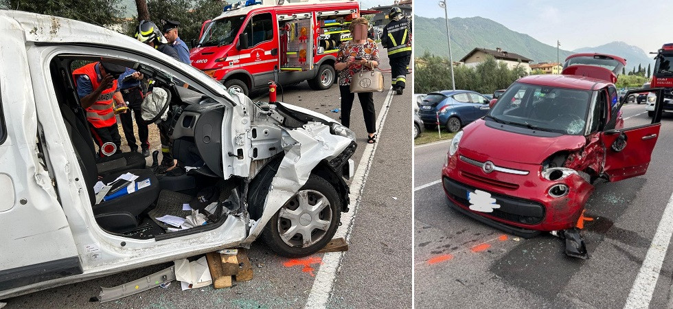 Violento scontro fra due veicoli: i conducenti liberati dalle lamiere con le pinze idrauliche
